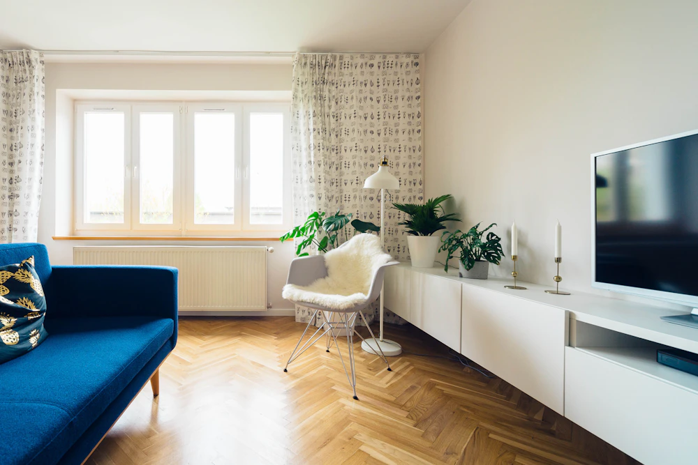 Bright living room in a home ready for its next owner